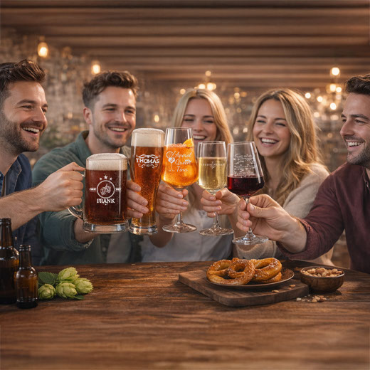Weingläser, Biergläser, Aperol- und Lilletgläser