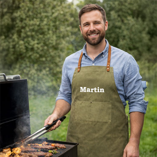 Grillschürzen in verschiedenen Farben – bestickt oder mit Motiv