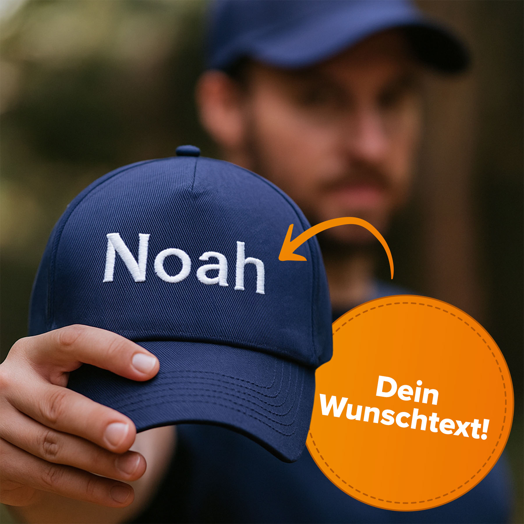 Stickerei auf Kappe – Wunschtext hochwertig bestickt